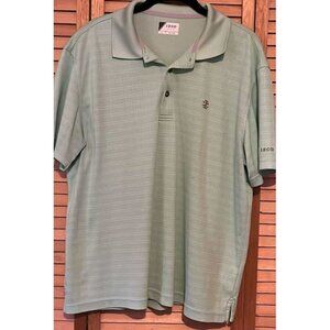 IZOD Golf Mens L short sleeve Mint Green 1/4 button down Polo Shirt/CHARITY SALE